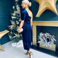 Katie One Shoulder Velvet Occasion Dress Navy