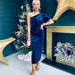 Katie One Shoulder Velvet Occasion Dress Navy