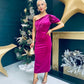 Katie One Shoulder Velvet Occasion Dress Berry