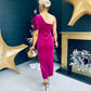 Katie One Shoulder Velvet Occasion Dress Berry