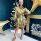 Naomi Metallic Mini Dress Gold