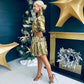 Naomi Metallic Mini Dress Gold