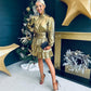 Naomi Metallic Mini Dress Gold