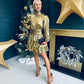 Naomi Metallic Mini Dress Gold