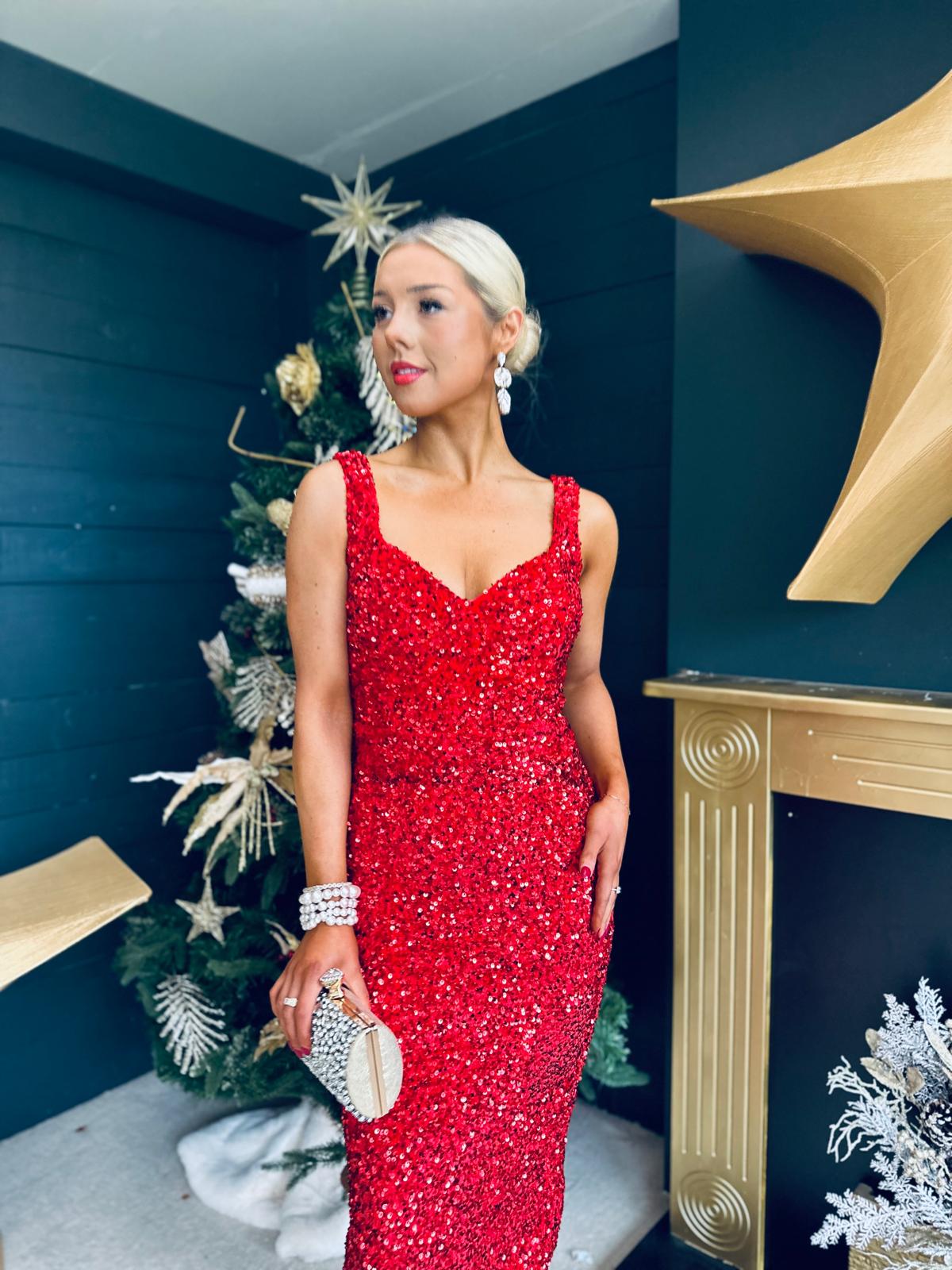 Pippa Midi Dress Sequin Red