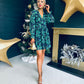 Gail High Neck Mini Dress Floral Green