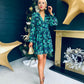 Gail High Neck Mini Dress Floral Green