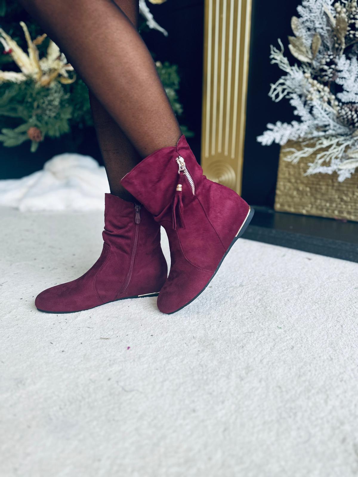 Leona Suede Boots Wine