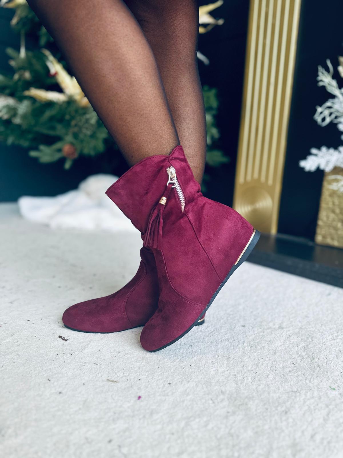Leona Suede Boots Wine