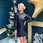 Angela Flat Sequin Mini Dress Black