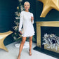 Angela Flat Sequin Mini Dress Ivory