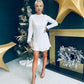 Angela Flat Sequin Mini Dress Ivory