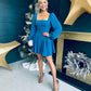 Abia Detailed Mini Dress Teal