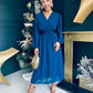 Julia Sequin Banded Midi Dress Navy