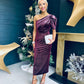 Katie One Shoulder Velvet Occasion Dress Burgundy Silver