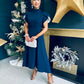 Harriet Detailed Occasion Midi Dress Navy