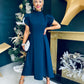 Harriet Detailed Occasion Midi Dress Navy