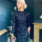 Clarice Full Sleeve Sequin Dress Navy