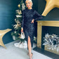 Clarice Full Sleeve Sequin Dress Navy