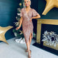 Isla Gathered Sequin Midi Dress Gold