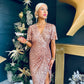 Isla Gathered Sequin Midi Dress Gold