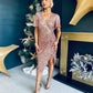 Isla Gathered Sequin Midi Dress Gold