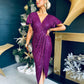 Preslee Detailed Sequin Dress Plum