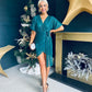 Deena Jade Green Corsage Sequin Mini Dress