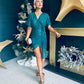 Deena Jade Green Corsage Sequin Mini Dress