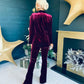 Dawson Velvet Detailed Suit Burgundy