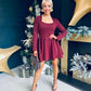 Monica Detailed Mini Dress Wine