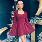 Monica Detailed Mini Dress Wine