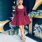 Monica Detailed Mini Dress Wine