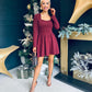 Monica Detailed Mini Dress Wine