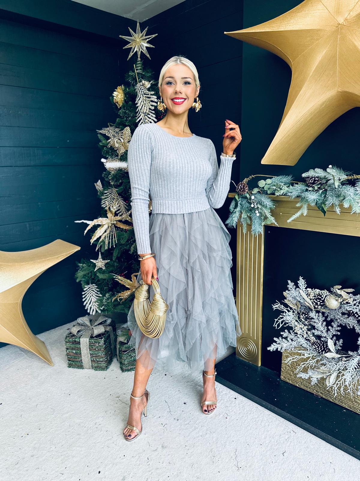 Sami Detailed Midi Dress Grey