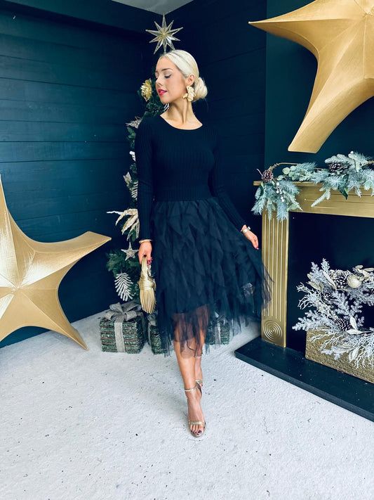 Sami Detailed Midi Dress Black