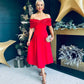 Blaire Sequin Bardot Occasion Dress Red