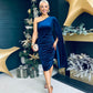 Elaine Ruched Velvet Occasion Dress Navy