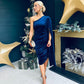 Elaine Ruched Velvet Occasion Dress Navy