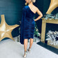 Elaine Ruched Velvet Occasion Dress Navy