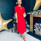 Mariah Bow Detail Midi Dress Red Pre Order 19 Dec