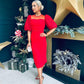 Carol Crochet Sleeve Occasion Dress Red Pre Order 19 Dec