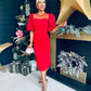 Carol Crochet Sleeve Occasion Dress Red Pre Order 19 Dec