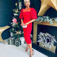 Carol Crochet Sleeve Occasion Dress Red Pre Order 19 Dec