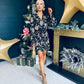 Janis Plisse Mini Dress Black / Gold