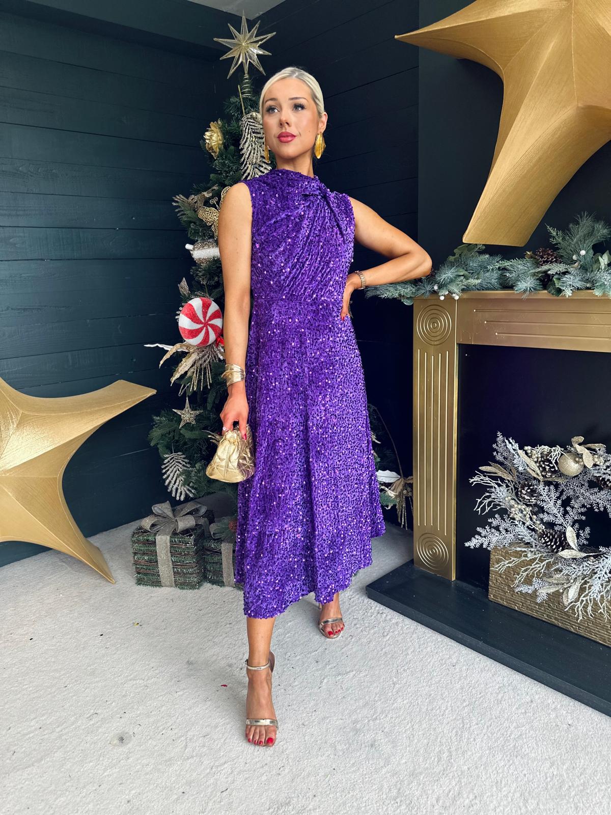 Kasey Gathered Occasion Dress Violet