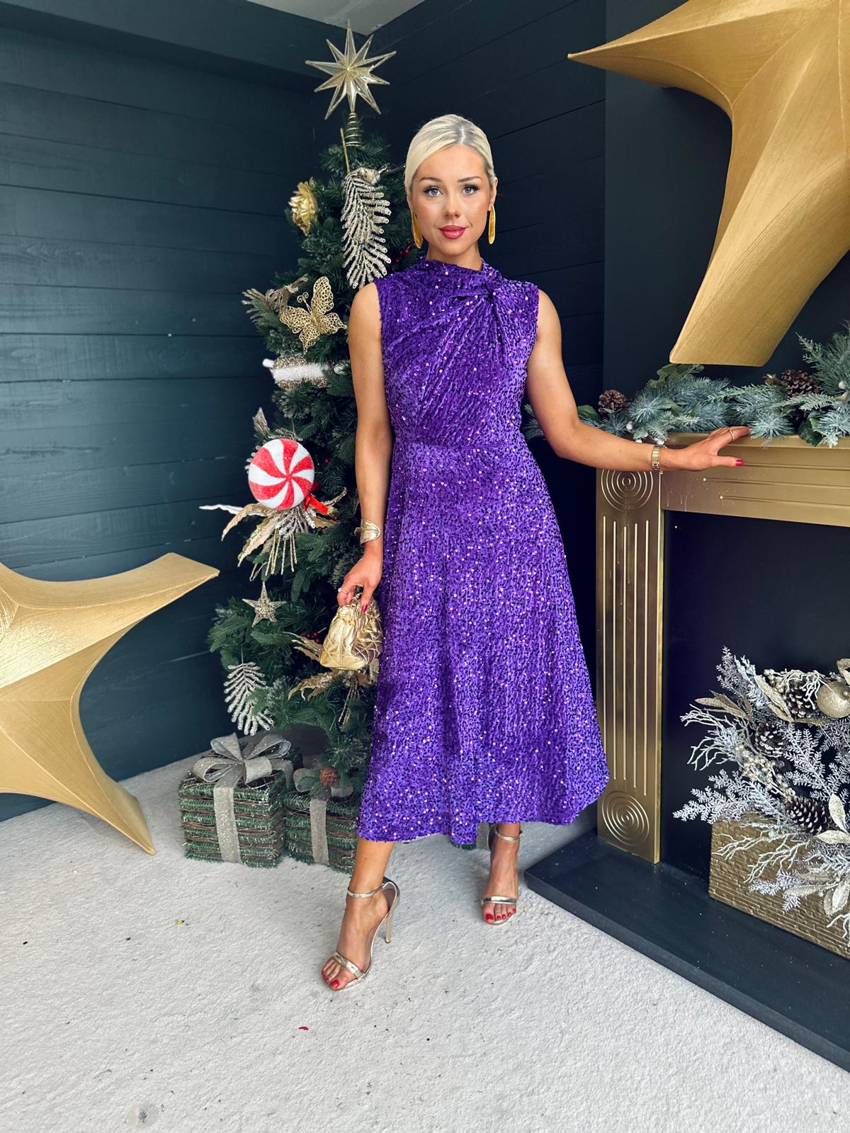 Kasey Gathered Occasion Dress Violet