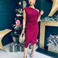 Ariana Asymmetric Midi Dress Wine