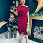 Ariana Asymmetric Midi Dress Wine