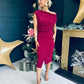 Ariana Asymmetric Midi Dress Wine